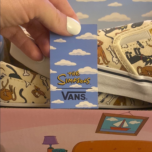 Never Worn Size 6 Simpson Vans Big Kids Cream Animal Print Slip-On Sneakers - Picture 2 of 6